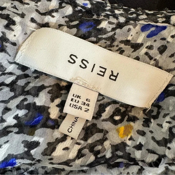 Reiss Charlotte Burnout Silk Blend Mini Dress Black Size 2 - Picture 10 of 12